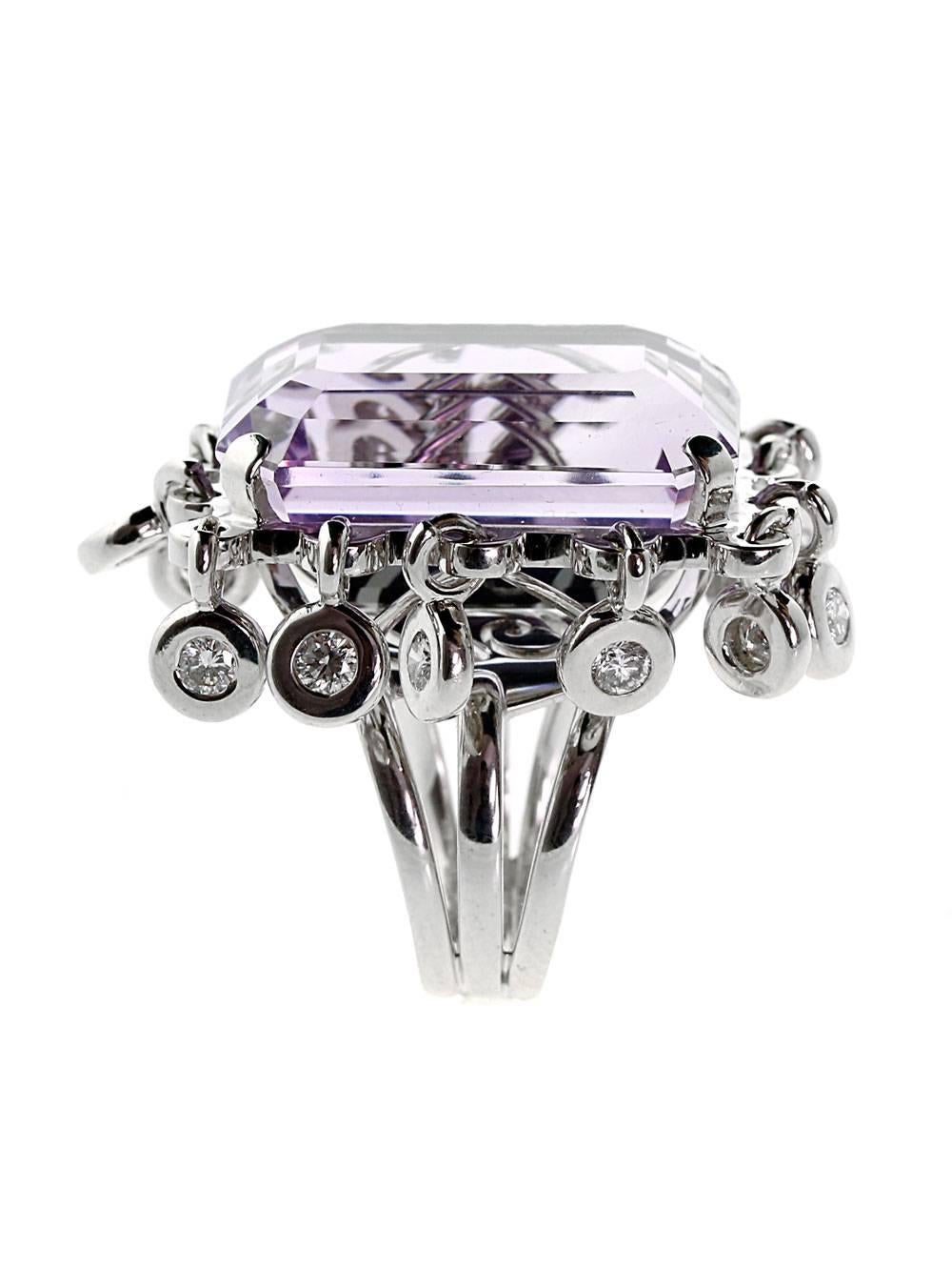Dior Magnificent Emerald Cut Amethyst Diamond Gold Ring In Excellent Condition In Feasterville, PA