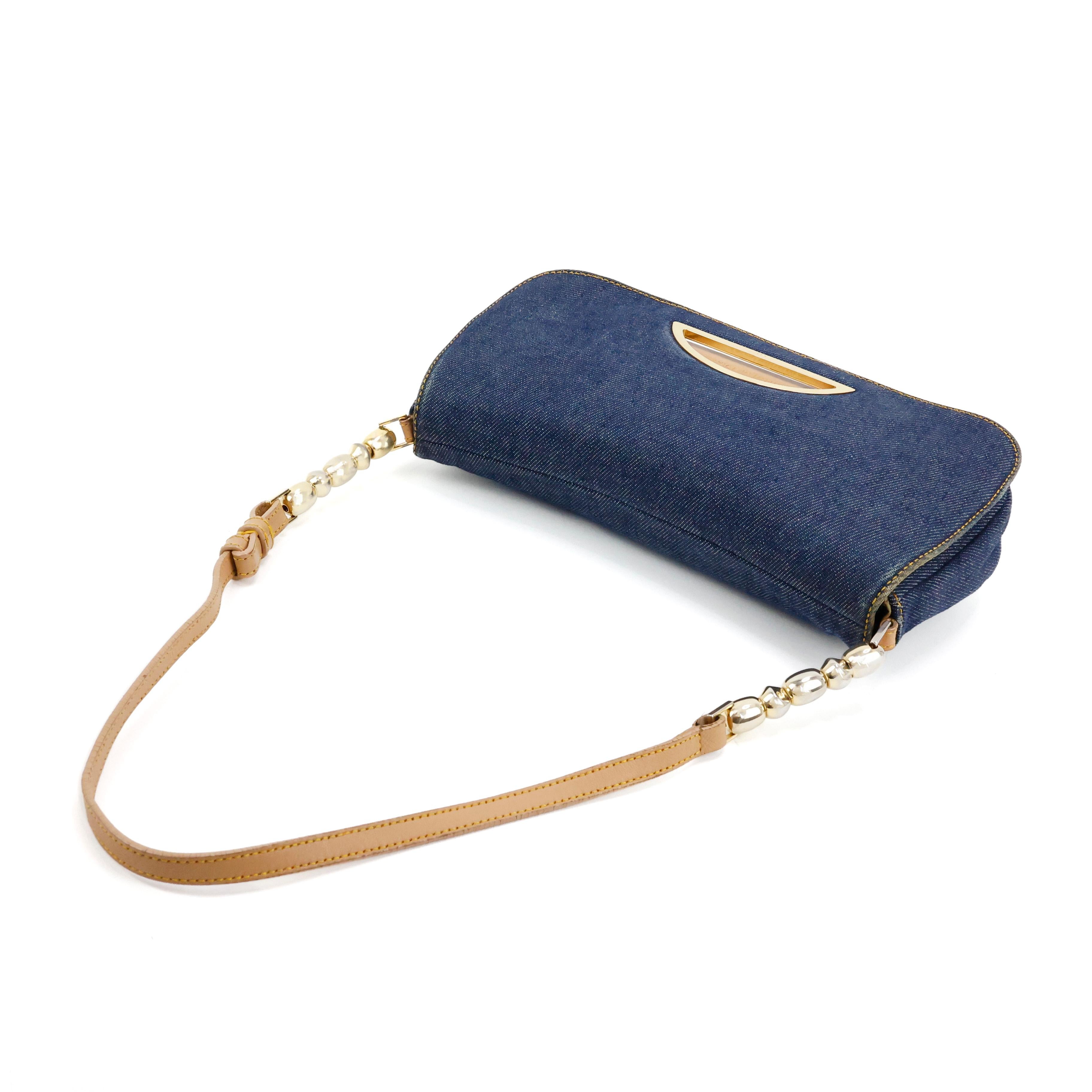 Dior Malice Tasche aus blauem Denim im Angebot 2