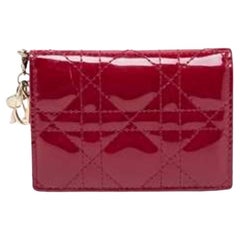 Dior Maroon Cannage Kartenetui aus Lackleder für Lady Dior