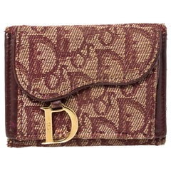 Dior Maroon Diorissimo Canvas Saddle Compact Wallet