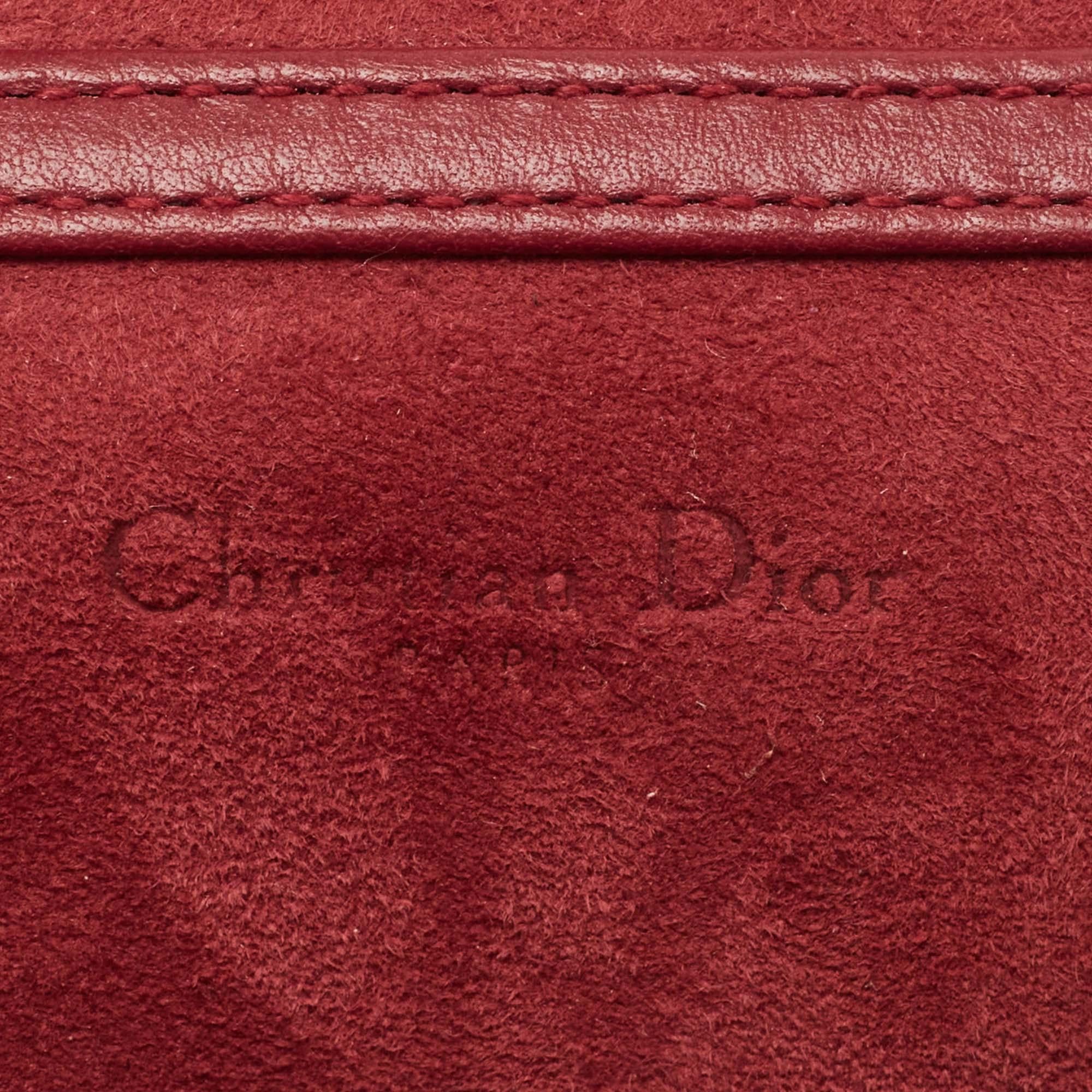 Dior Maroon Leather Studded Diorama Vertical Clutch Bag 1