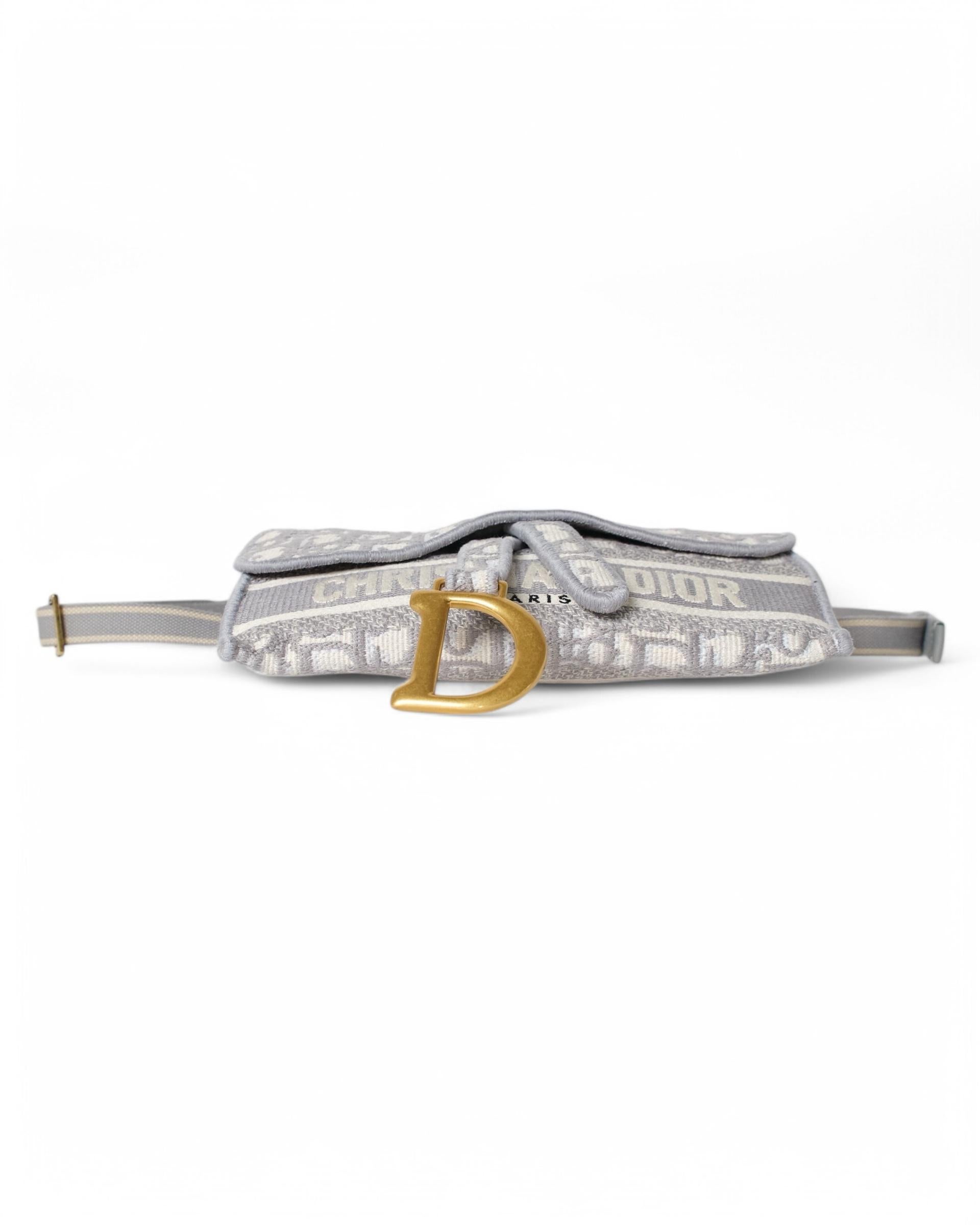 Dior Saddle Oblique Grey Belt Bag For Sale 9