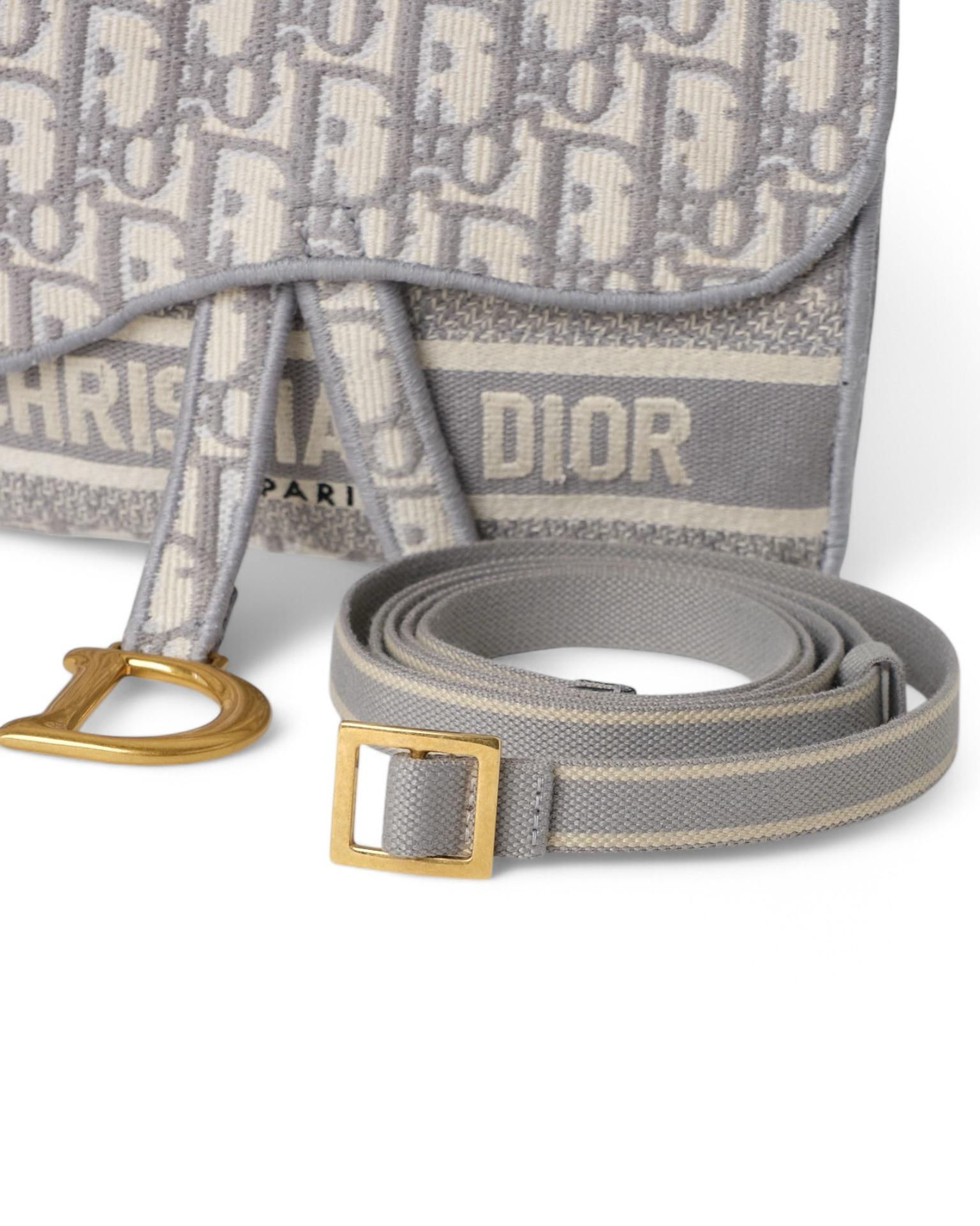 Dior Saddle Oblique Grey Belt Bag In Excellent Condition For Sale In Torre Del Greco, IT