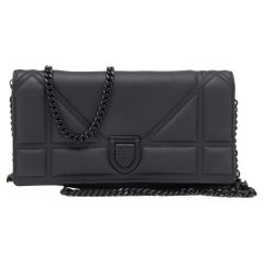 Dior Matte Black Leather Diorama Wallet On Chain