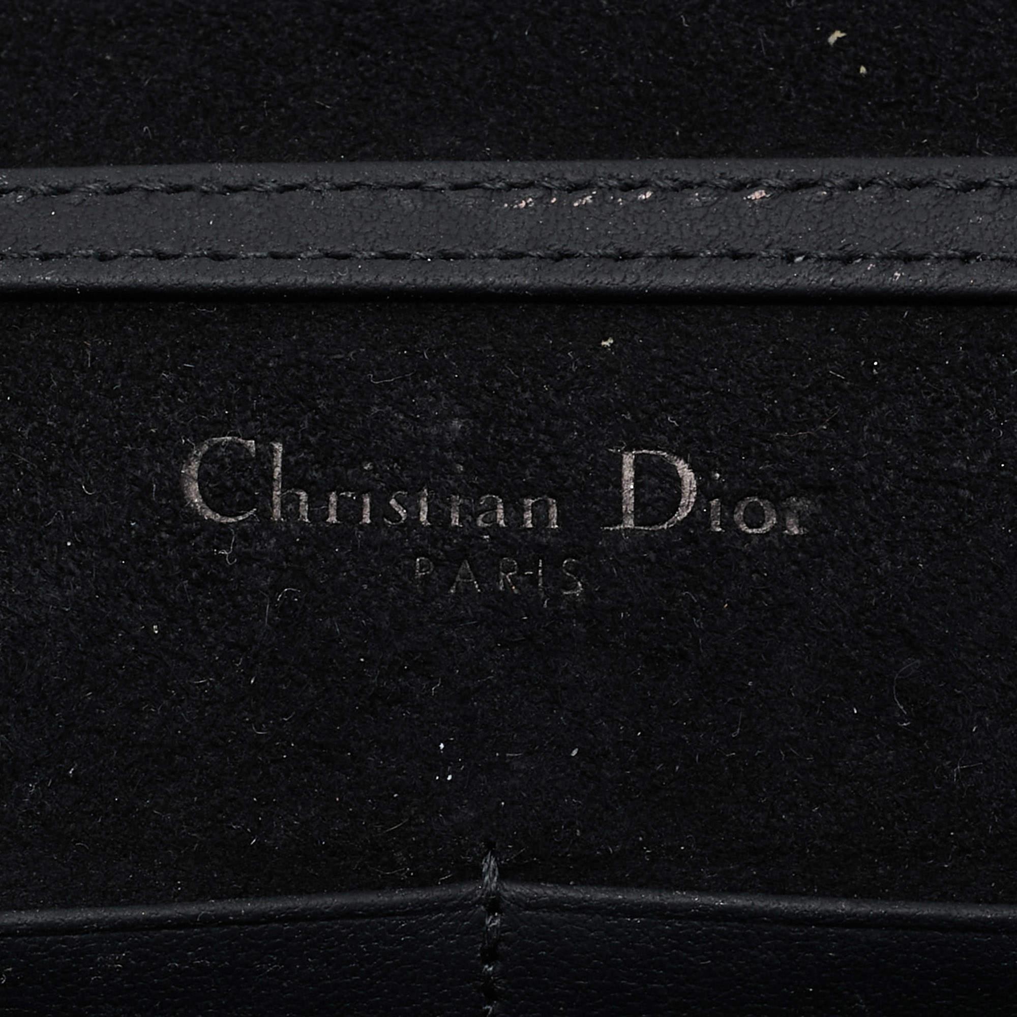 Dior Matte Black Leather Studded Diorama Wallet on Chain 8