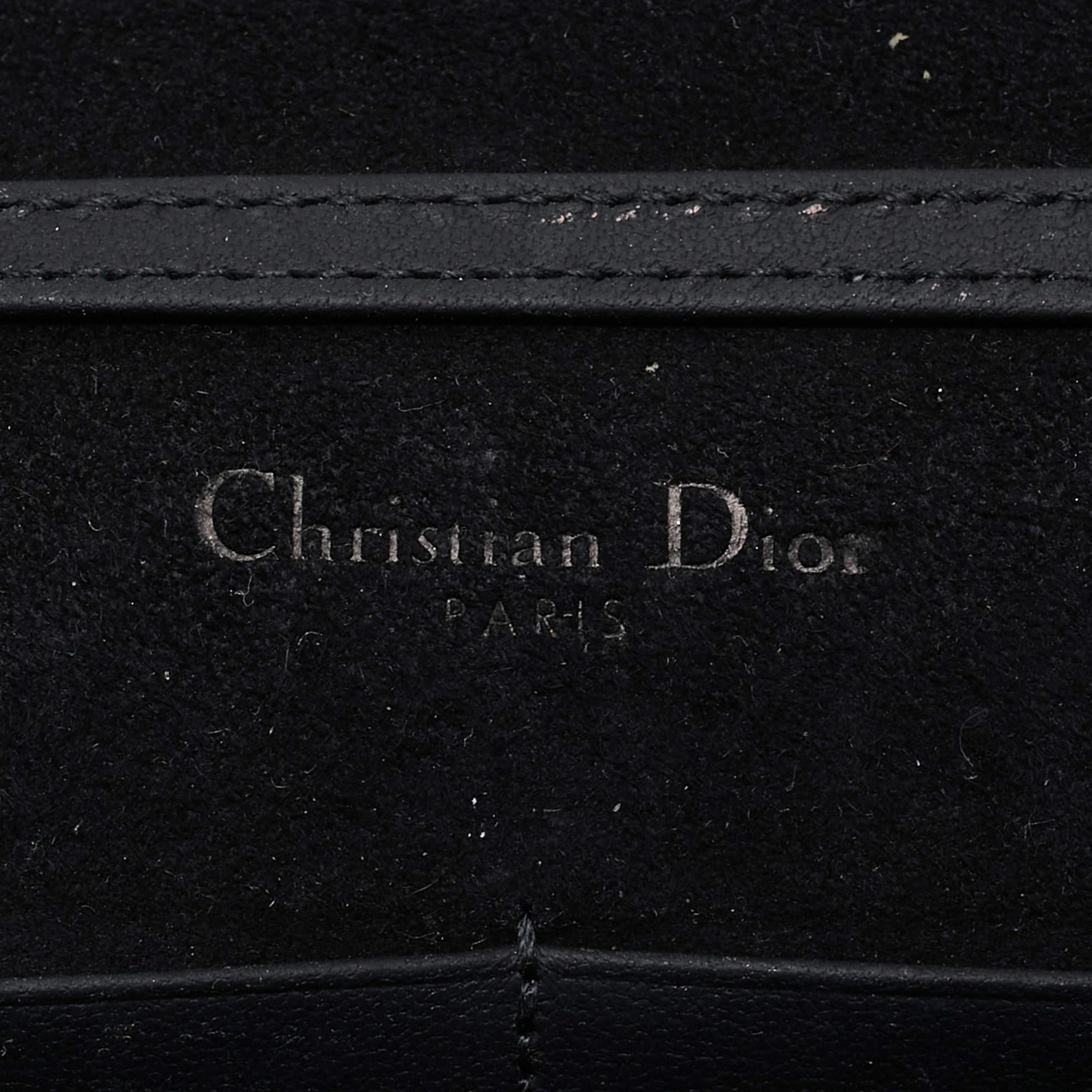 Dior Matte Black Leather Studded Diorama Wallet on Chain For Sale 5