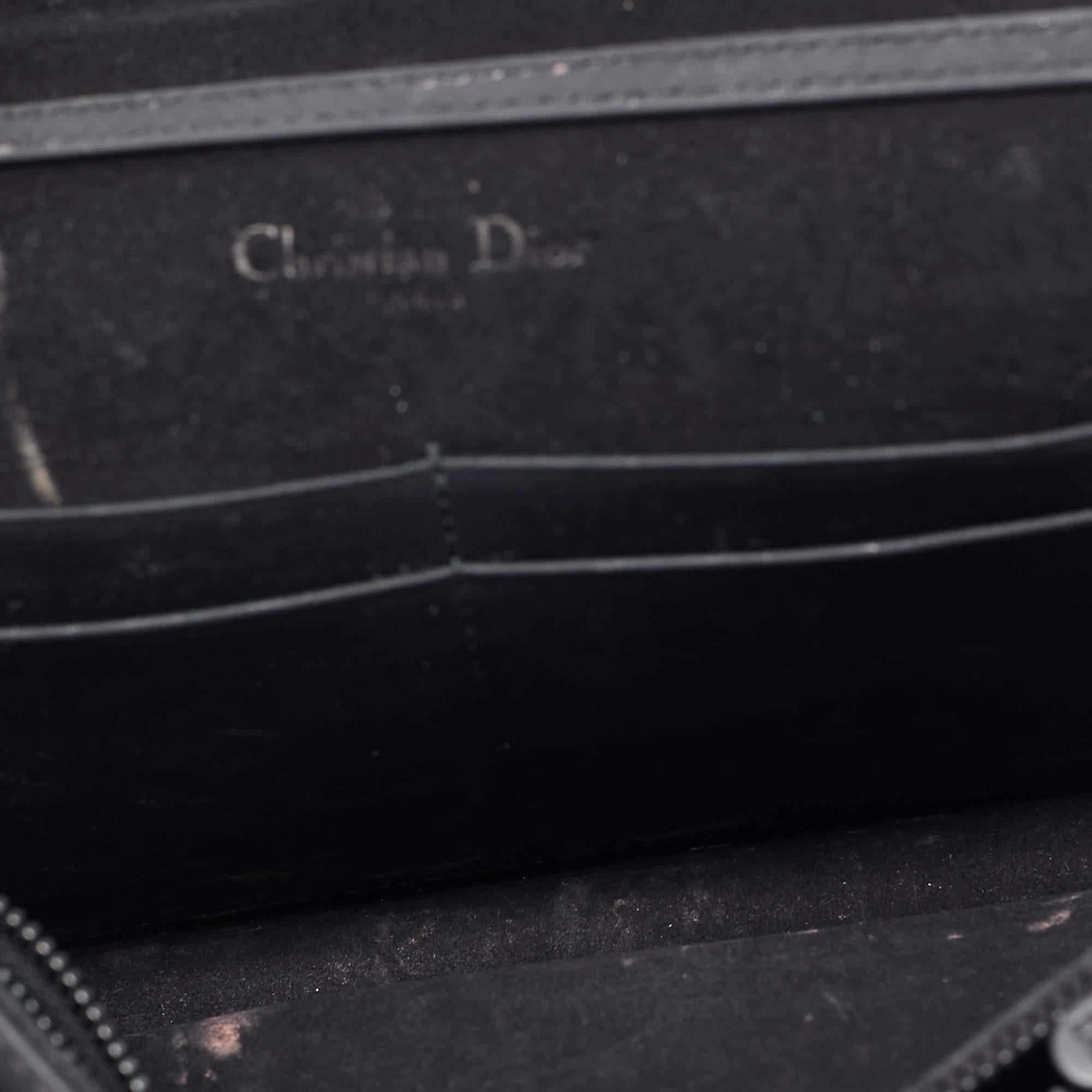 Dior Matte Black Leather Studded Diorama Wallet on Chain 5