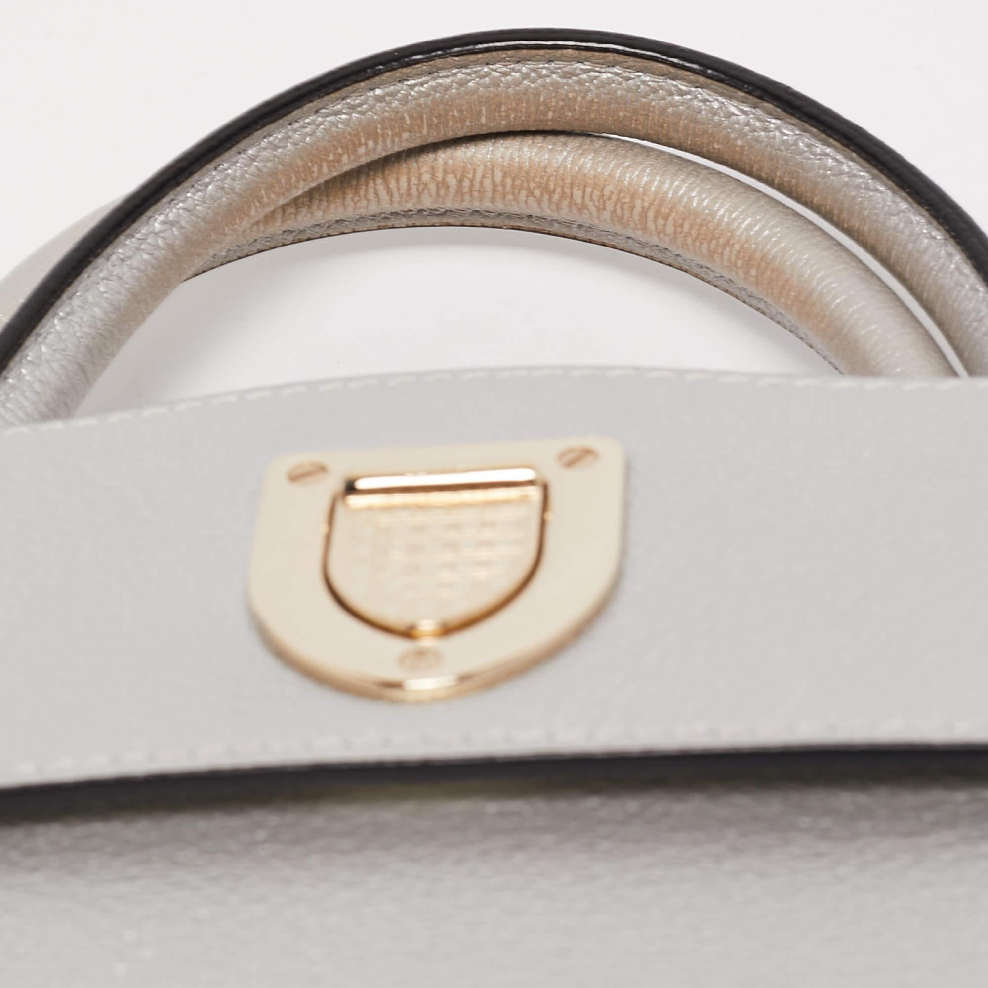 Dior Matte Silver Leather Mini Diorever Top Handle Bag 8