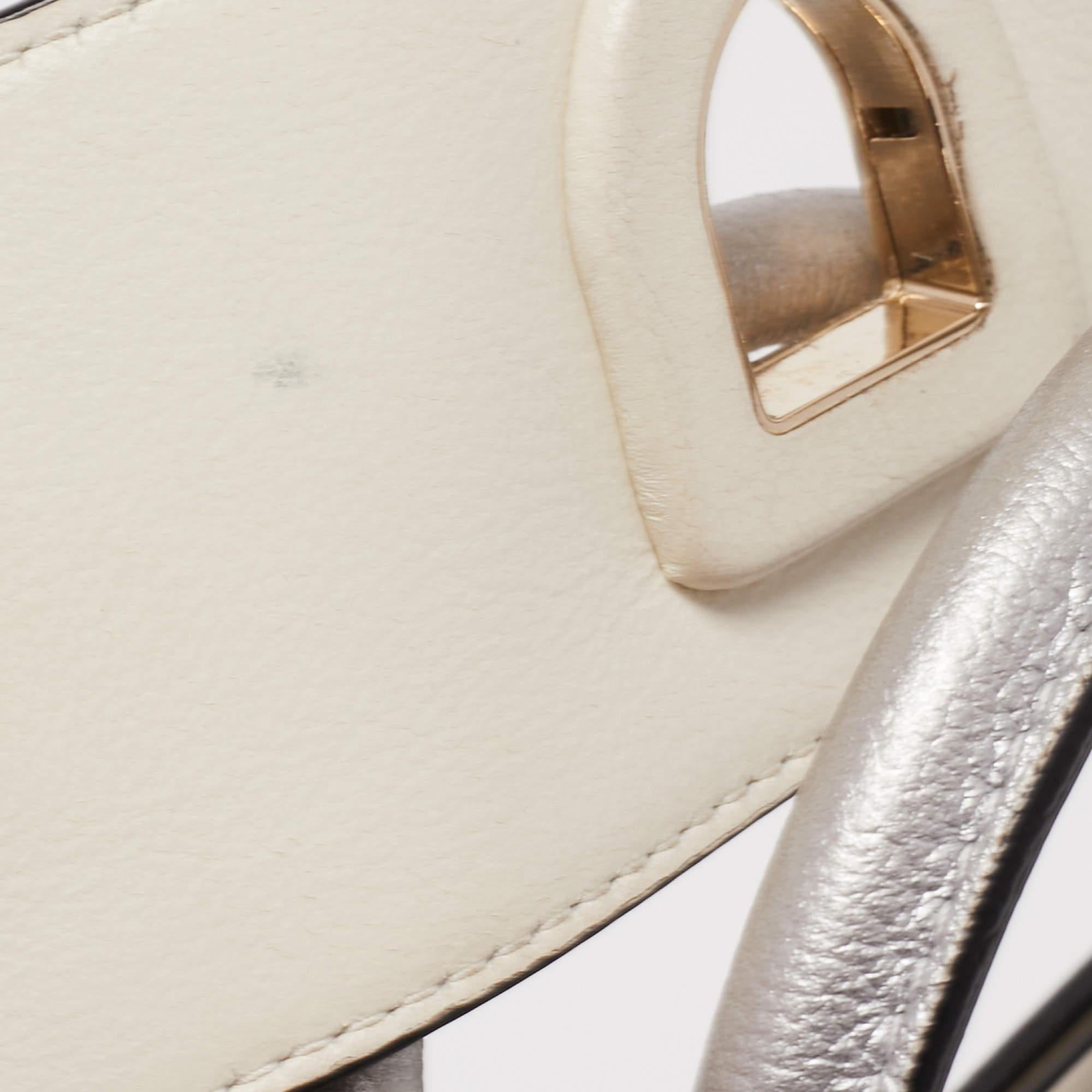 Dior Matte Silver Leather Mini Diorever Top Handle Bag 4
