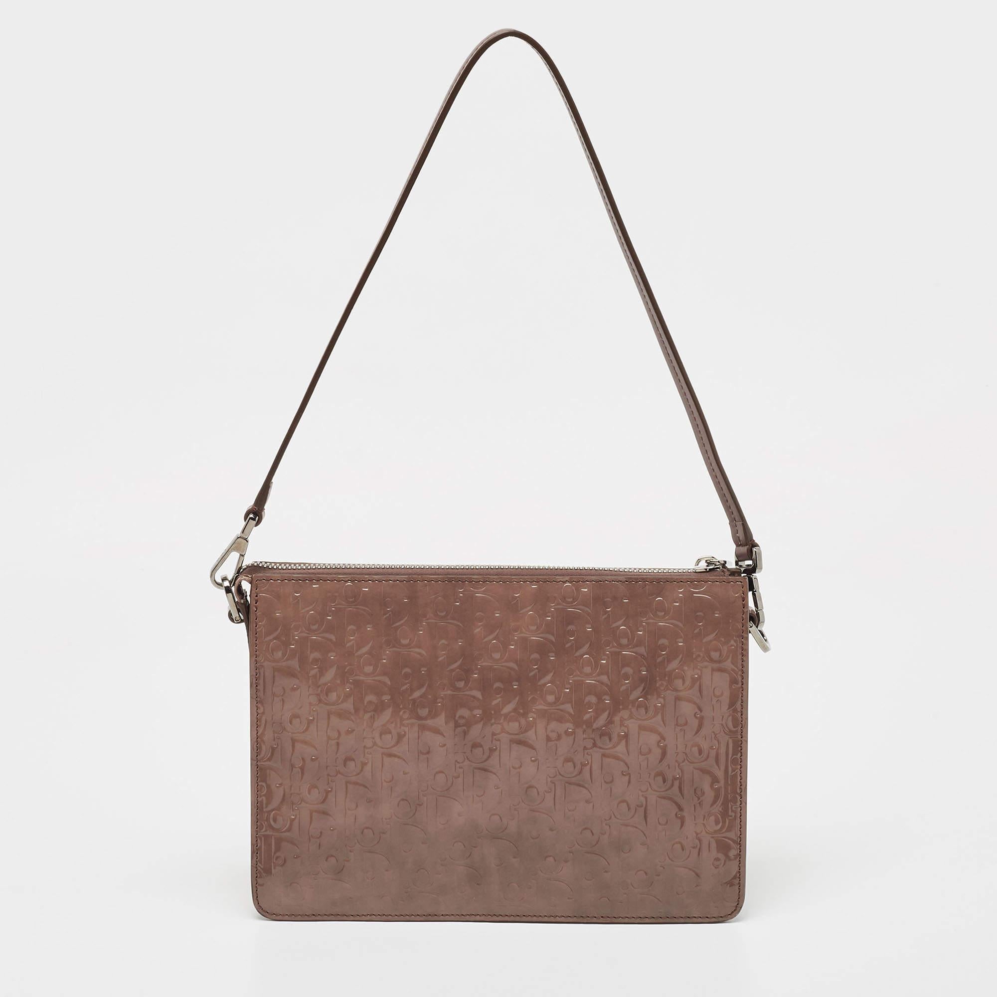 Dior Mauve Oblique Gravity Patent Leather Boxy Bag 3
