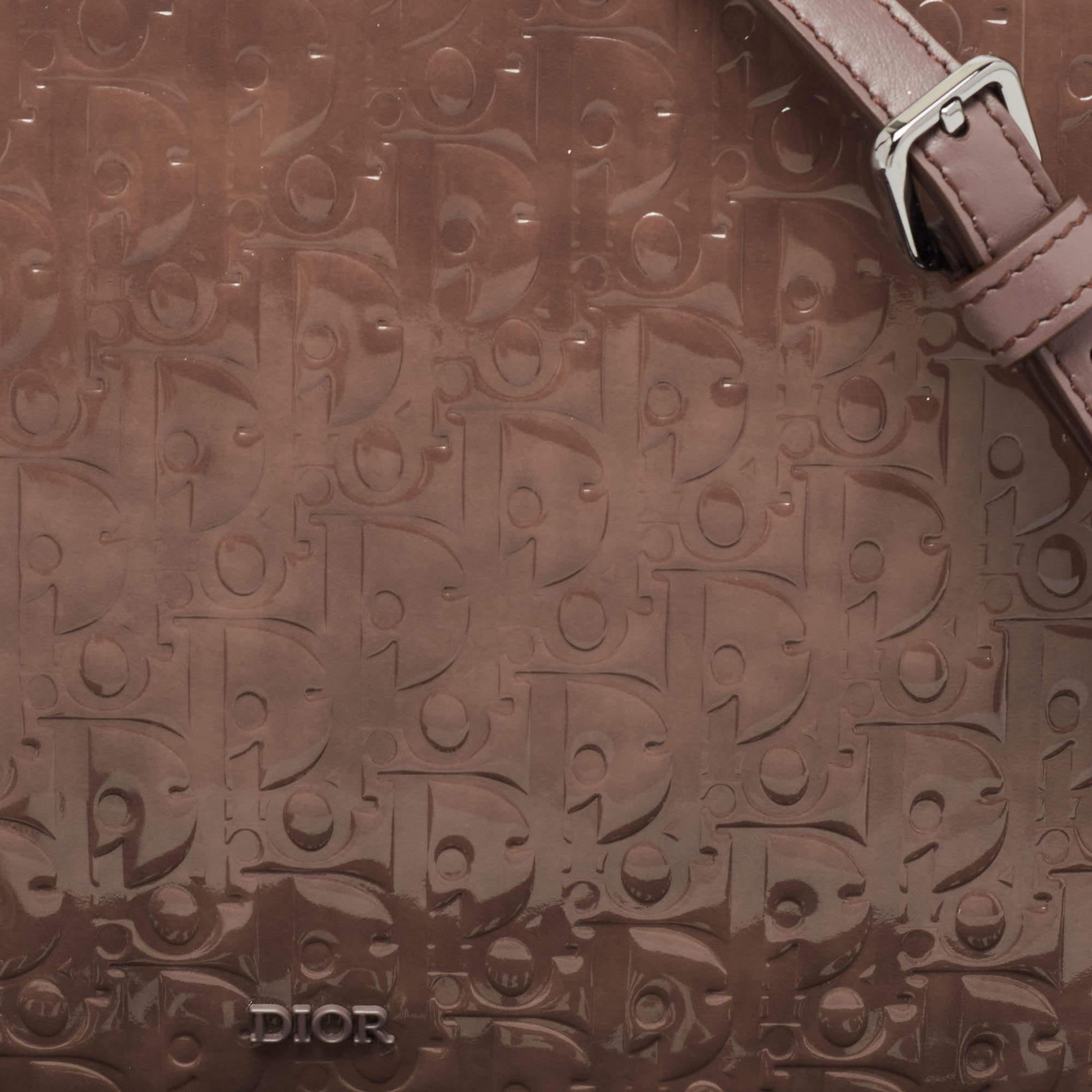 Dior Mauve Oblique Gravity Patent Leather Boxy Bag 4