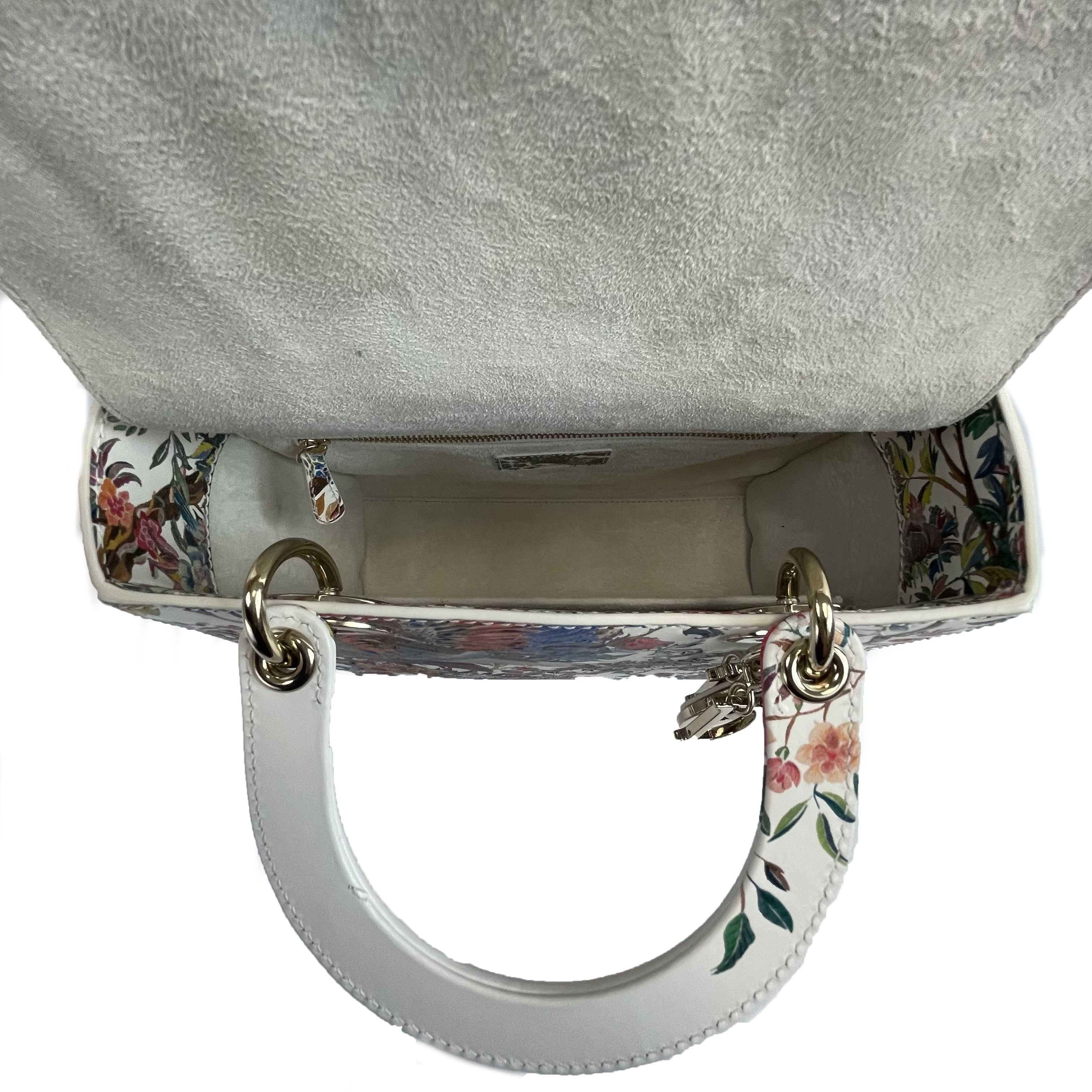 Dior - Medium Lady Dior - Jardin D'Hiver Hand Painted Leather - Top Handle Strap 7
