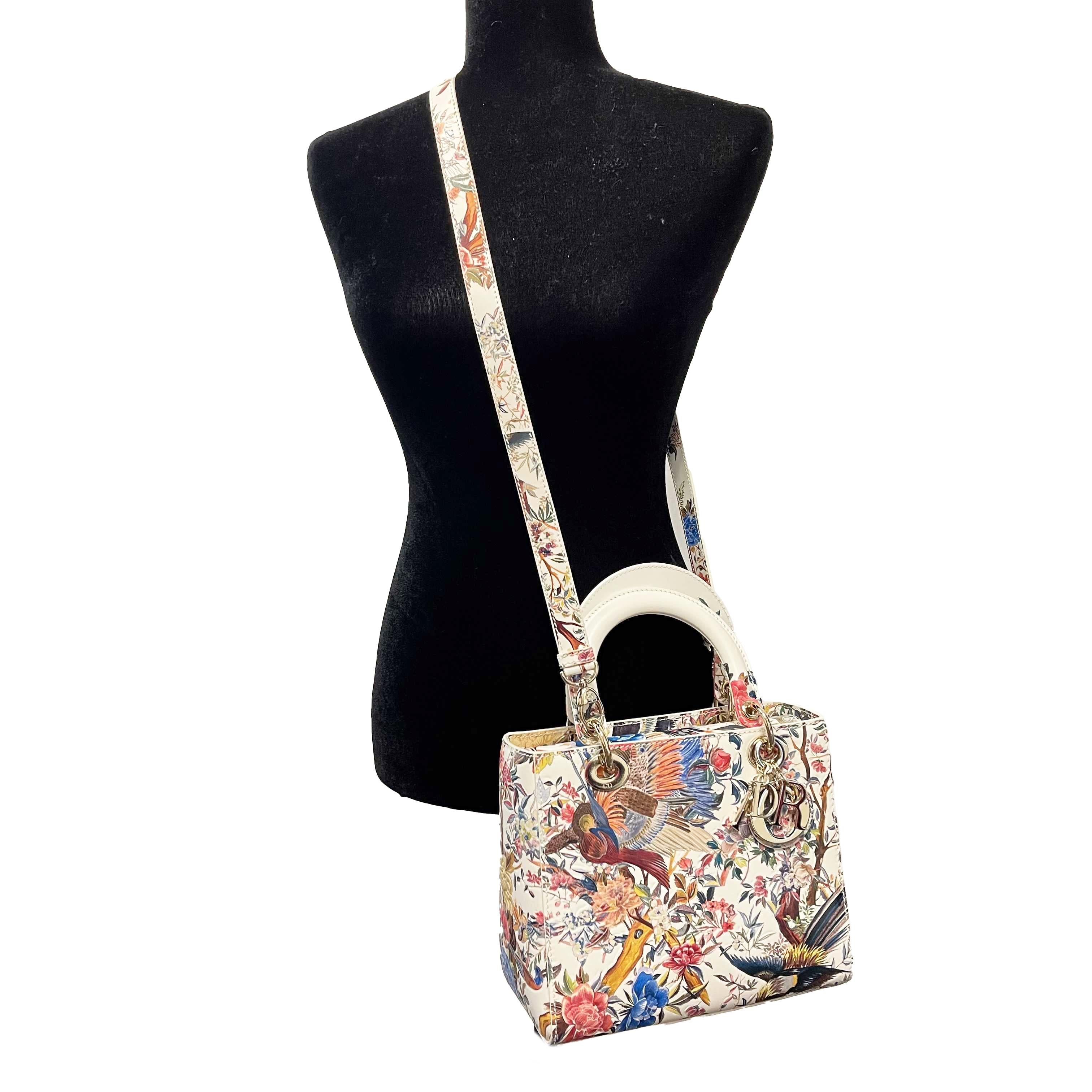Dior - Medium Lady Dior - Jardin D'Hiver Hand Painted Leather - Top Handle Strap 3