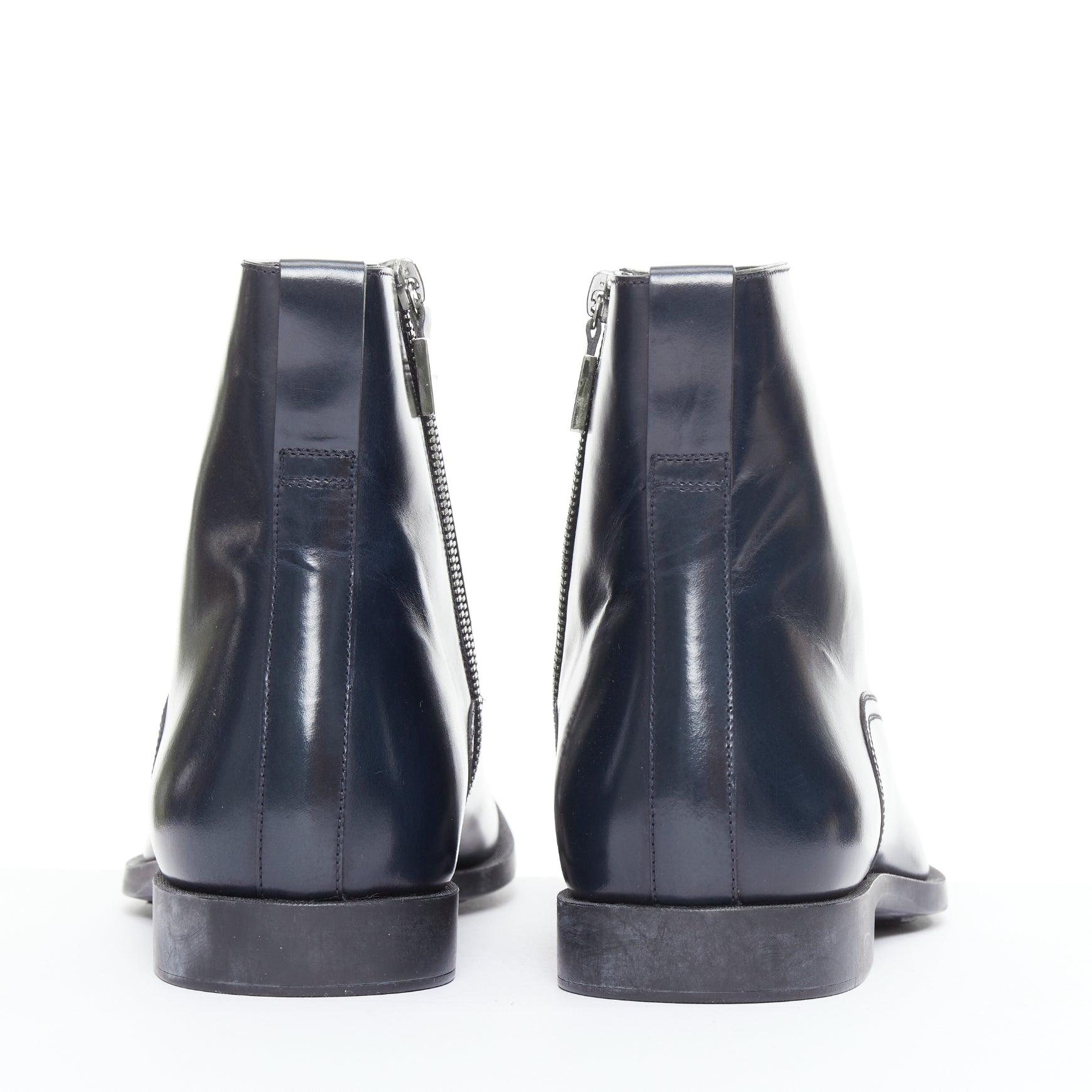DIOR MEN bottines minimales en cuir de veau bleu nuit à fermeture éclair argentée EU43 Pour hommes en vente