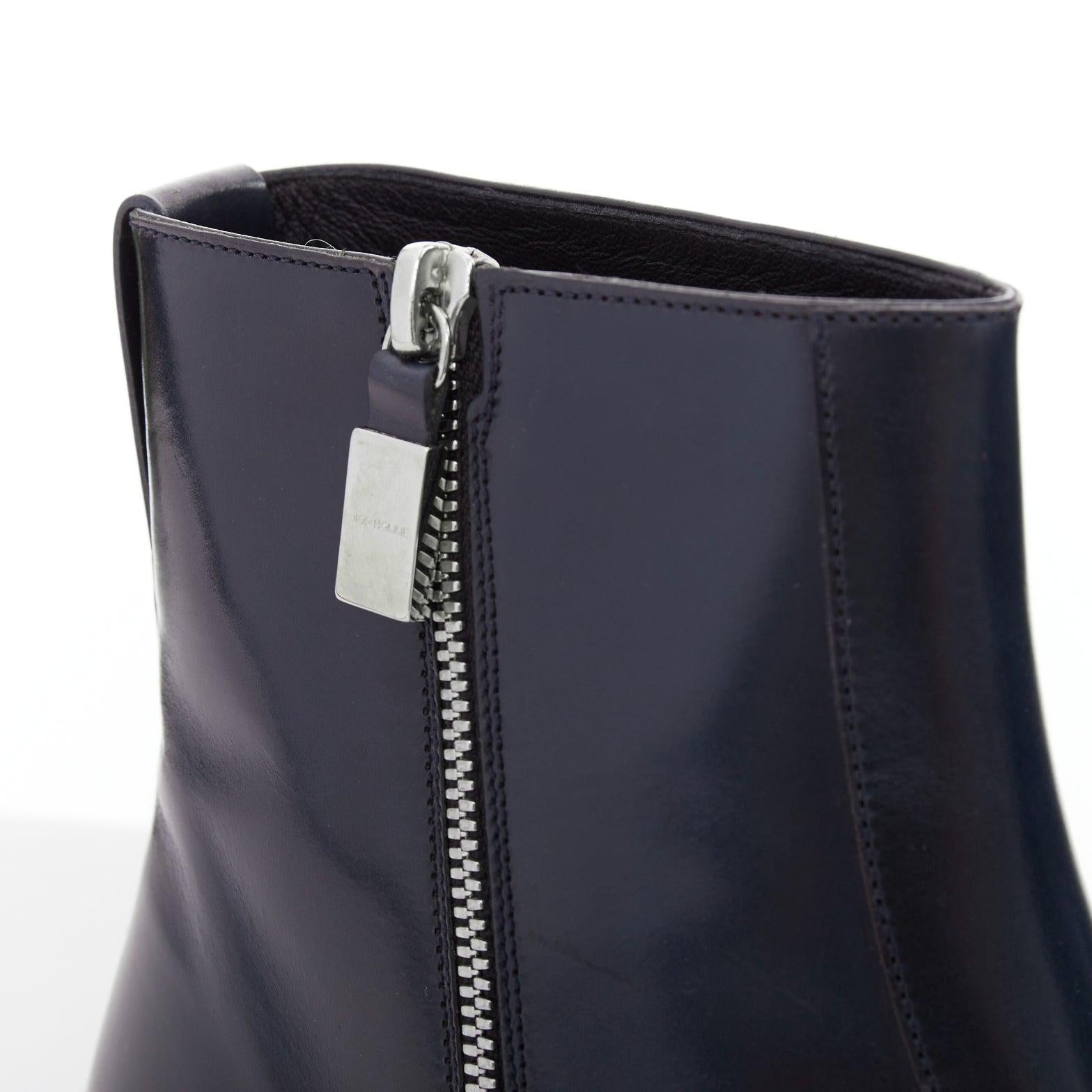 DIOR MEN bottines minimales en cuir de veau bleu nuit à fermeture éclair argentée EU43 en vente 2