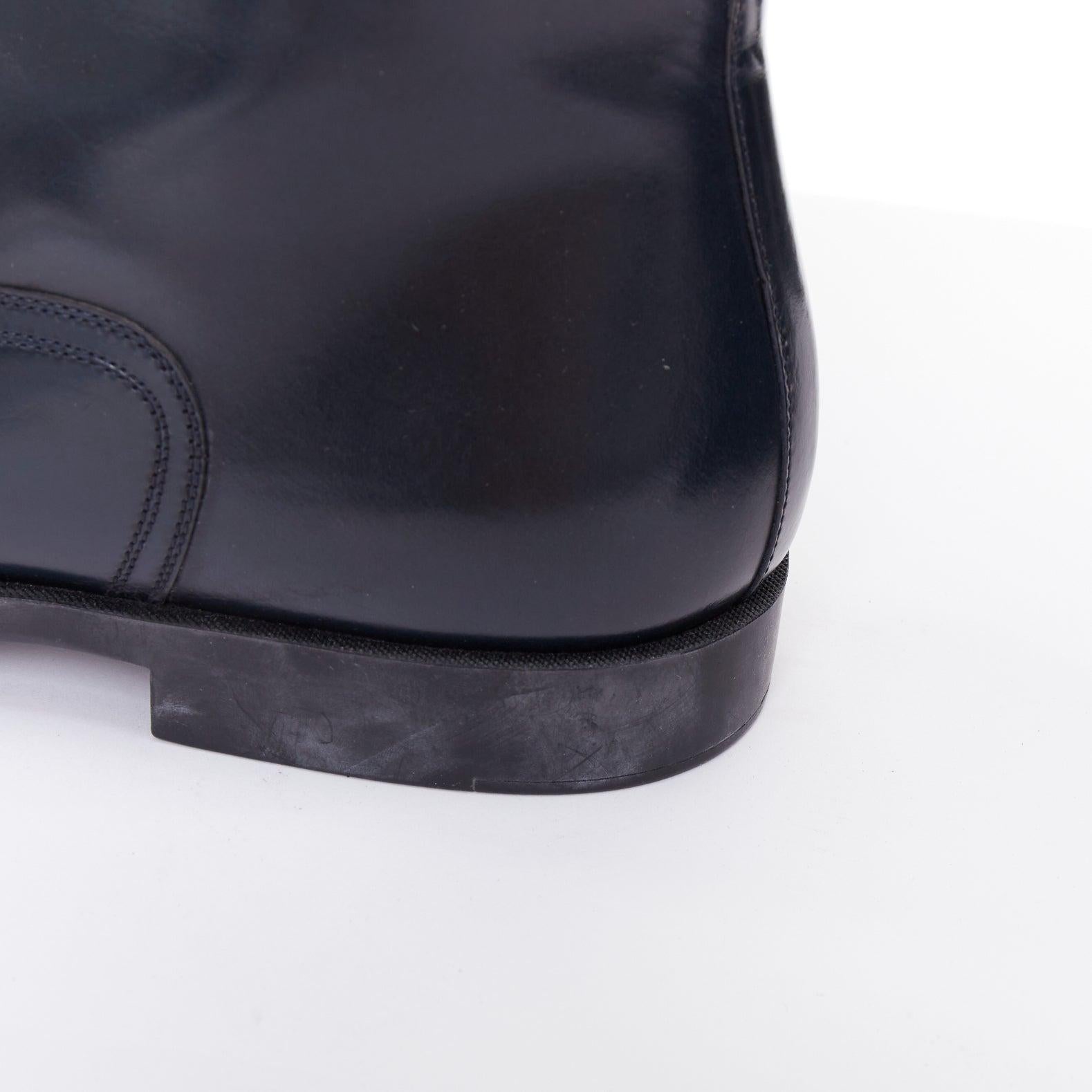 DIOR MEN bottines minimales en cuir de veau bleu nuit à fermeture éclair argentée EU43 en vente 3