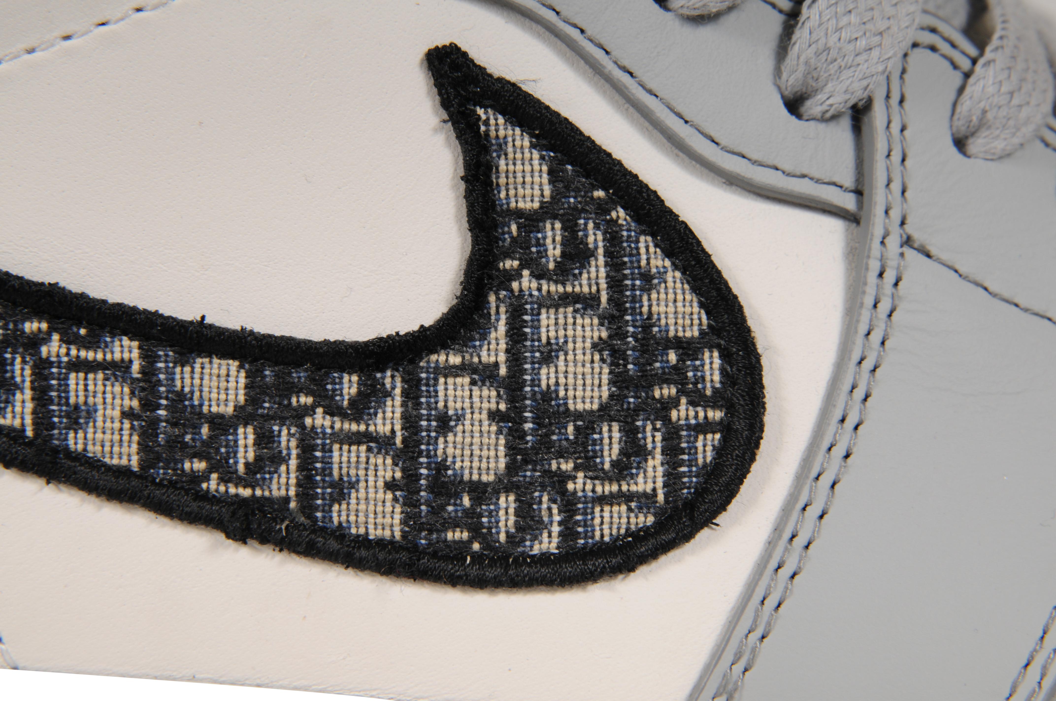 Dior Mens Air Jordan 1 Sneakers Oblique Logo US 10 EU 43 Gray Leather High Top en venta 7