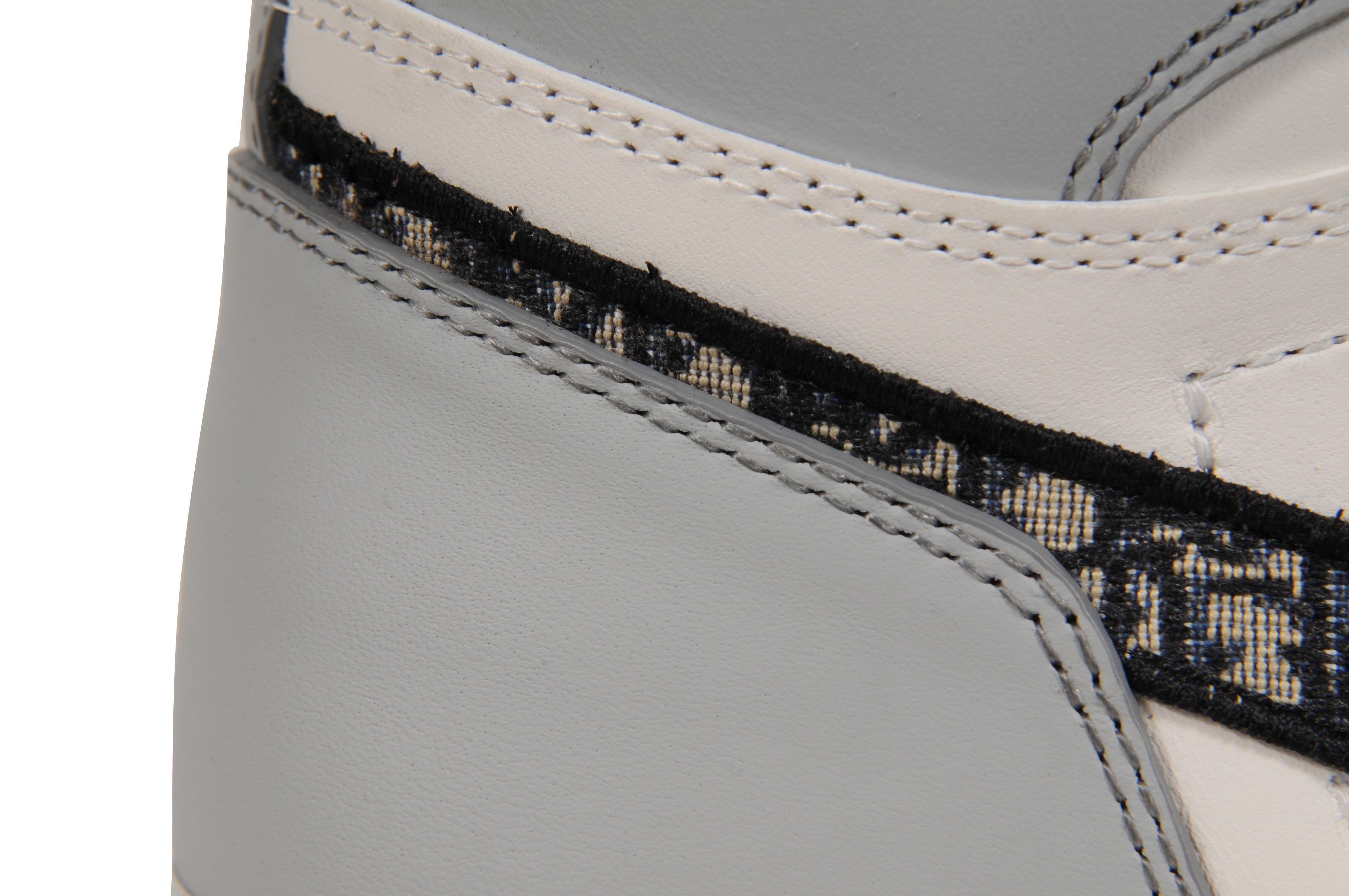 Dior Mens Air Jordan 1 Sneakers Oblique Logo US 10 EU 43 Gray Leather High Top en venta 8