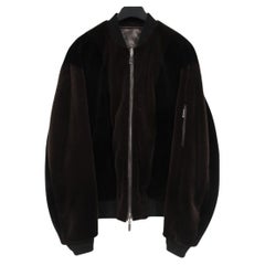 Dior Chaqueta Bomber Reversible de Visón para Hombre IT 50 Grande Mediana Negro Marrón Peluche de Piel