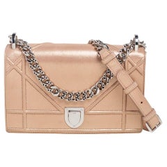 Dior Metallic Beige Suede Small Diorama Shoulder Bag