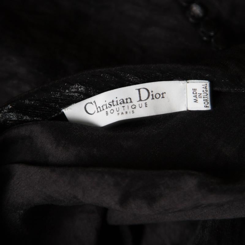 Dior Metallic Black Sleeveless Draped Top S 1