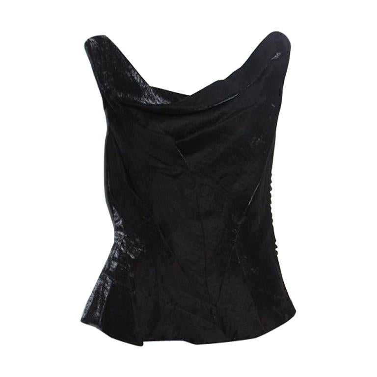 Dior Metallic Black Sleeveless Draped Top S