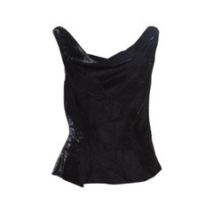 Dior Metallic Black Sleeveless Draped Top S