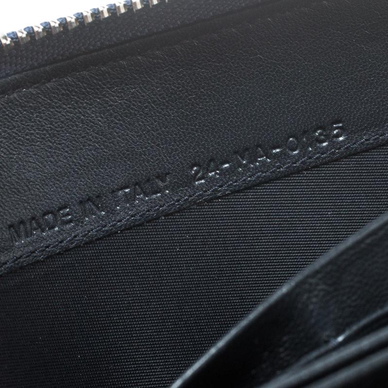 Dior Metallic Blue Cannage Patent Leather Zip Around Wallet 4