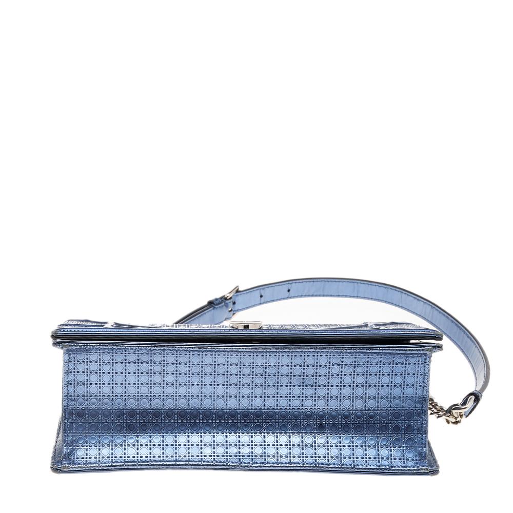 Dior Metallic Blue Micro Cannage Leather Medium Diorama Shoulder Bag 4