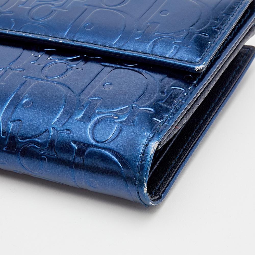 Dior Metallic Blue Patent Leather Compact Wallet 1
