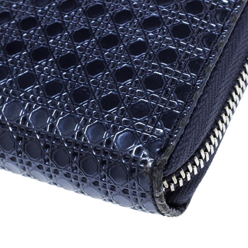 Dior Metallic Blue Patent Leather Lady Dior Zip Around Wallet 1