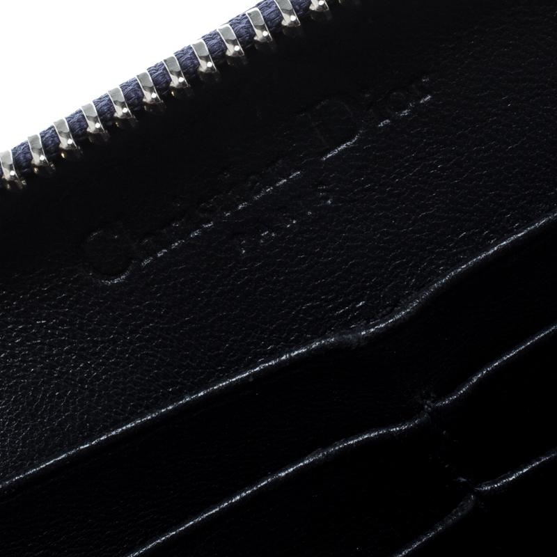 Dior Metallic Blue Patent Leather Lady Dior Zip Around Wallet 3