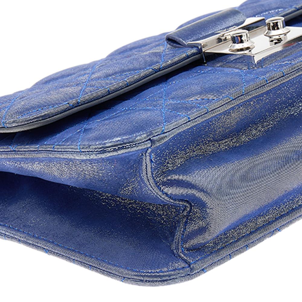 Dior Metallic Blue Quilted Fabric Miss Dior Shoulder Bag 1