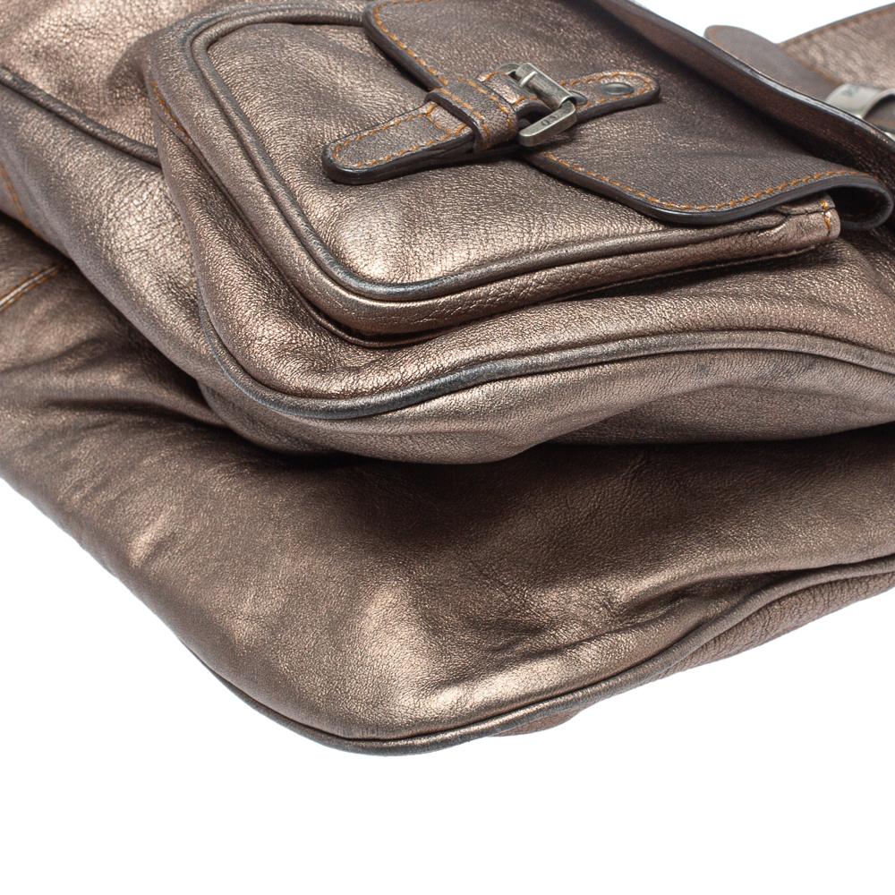 Dior Metallic Brown Gaucho Leather Large Double Saddle Shoulder Bag 6