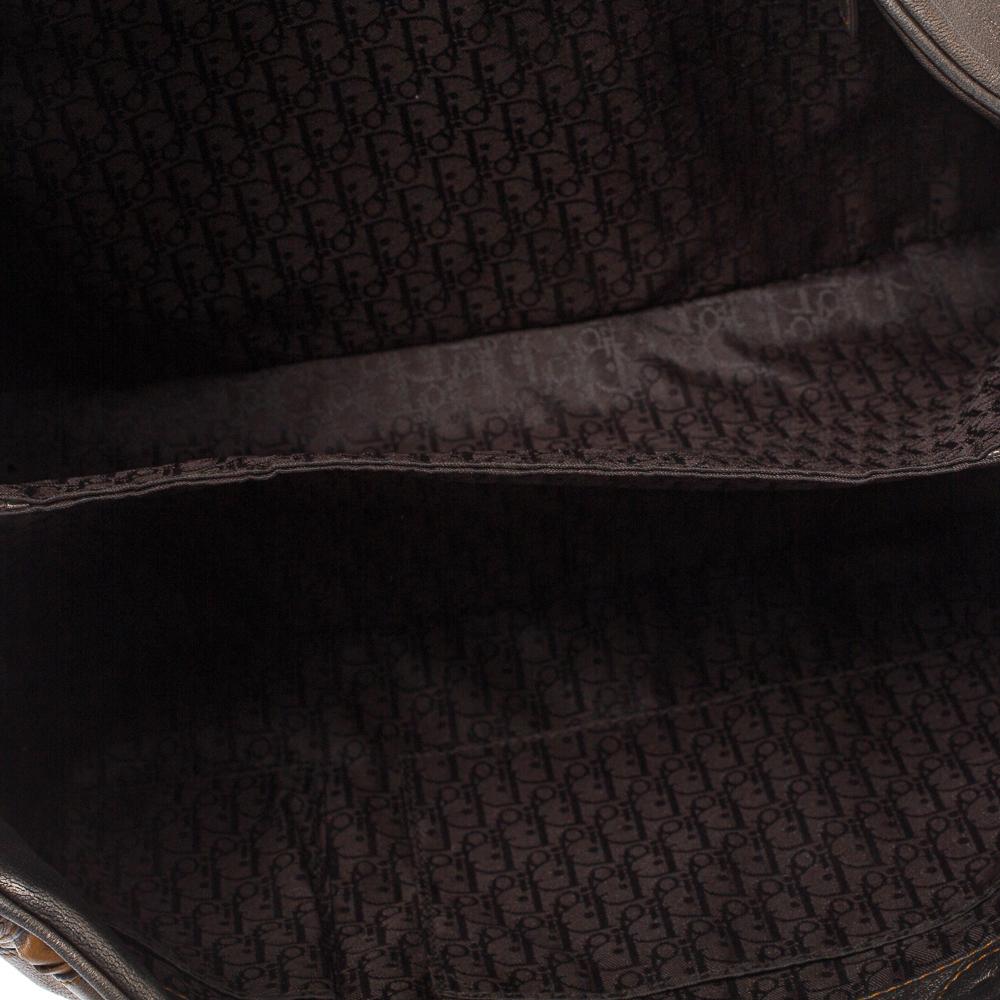 Dior Metallic Brown Gaucho Leather Large Double Saddle Shoulder Bag 3