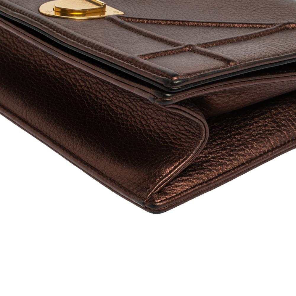 Dior Metallic Brown Leather Medium Diorama Shoulder Bag 4