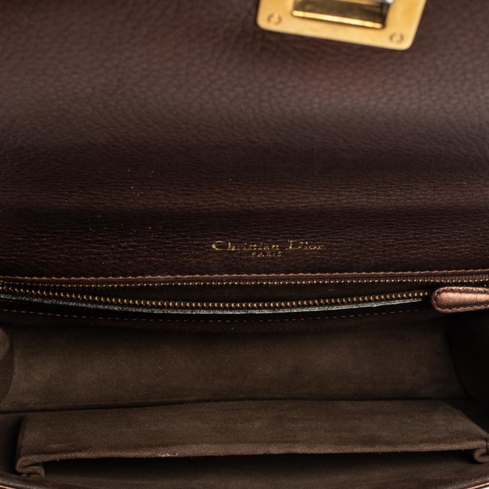 Dior Metallic Brown Leather Medium Diorama Shoulder Bag In Good Condition In Dubai, Al Qouz 2