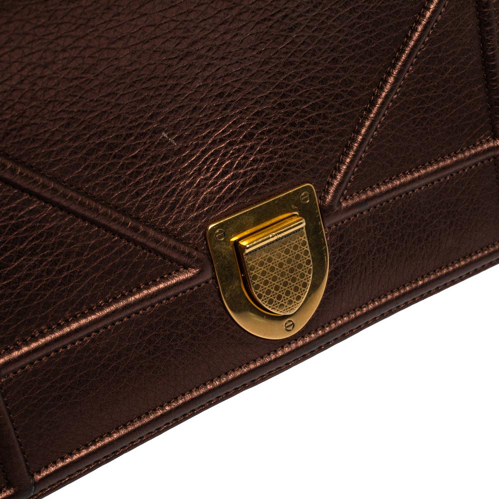 Women's Dior Metallic Brown Leather Medium Diorama Shoulder Bag