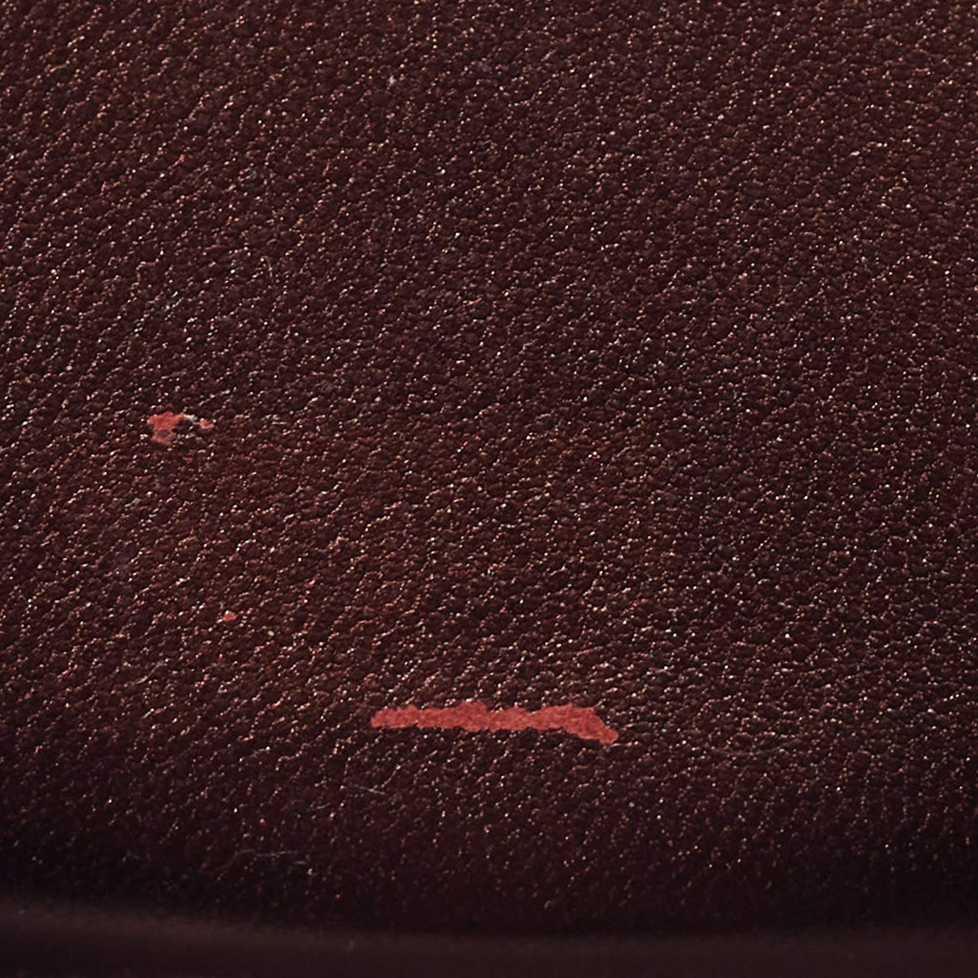 Dior Metallic Burgundy Cannage Leather Caro Compact Wallet For Sale 3