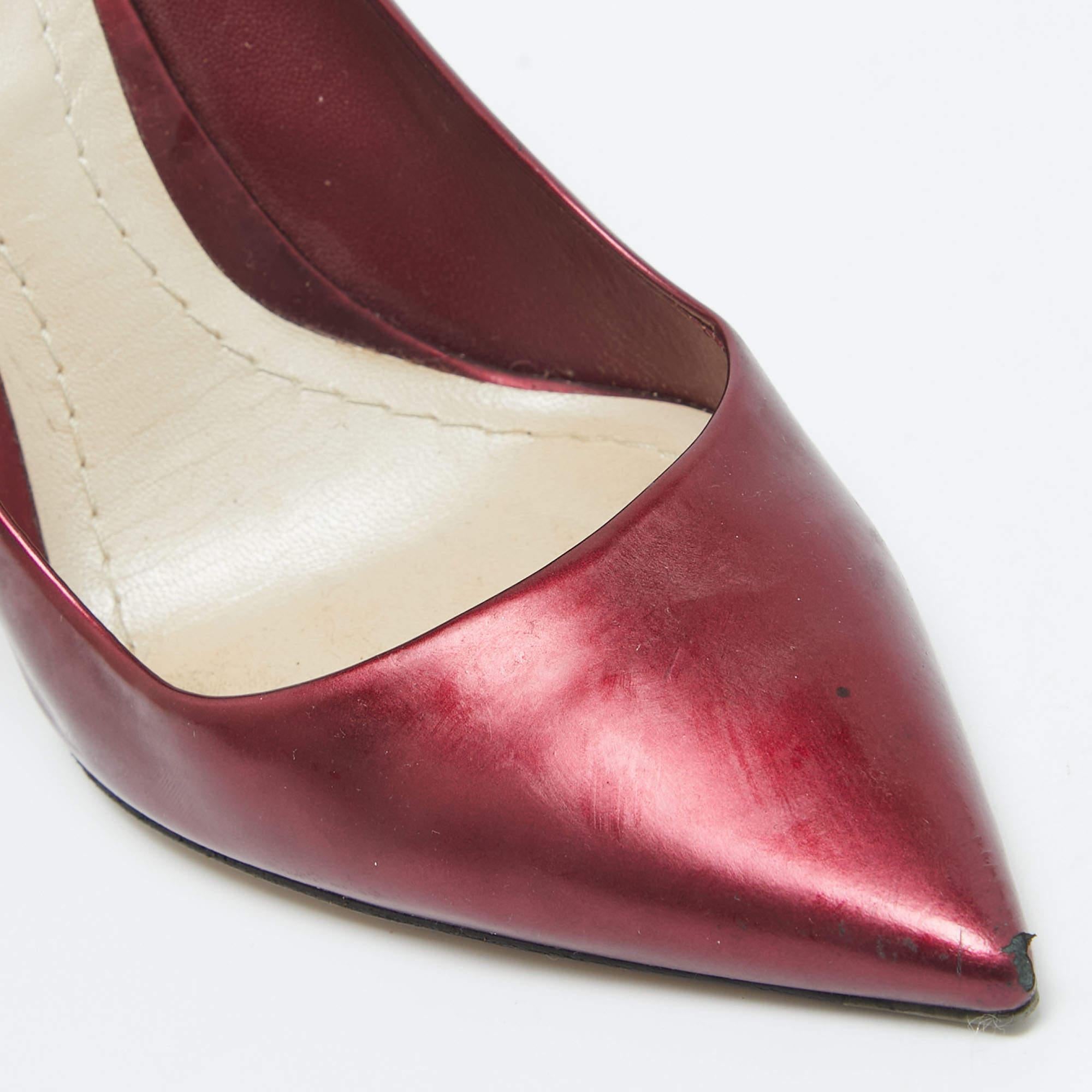 Dior escarpins compensés en cuir bordeaux métallisé, taille 36,5 en vente 2