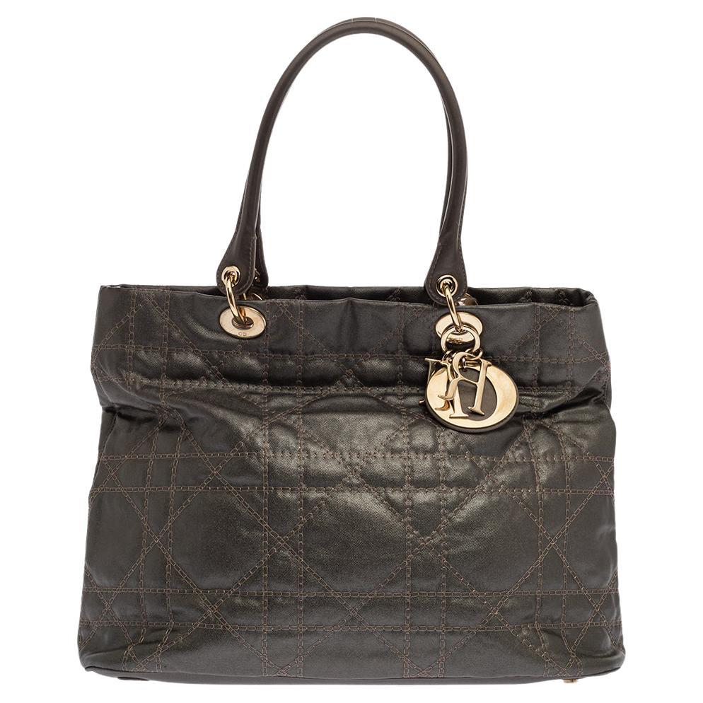 Dior Metallic Cannage Quilted Leather Soft Tote