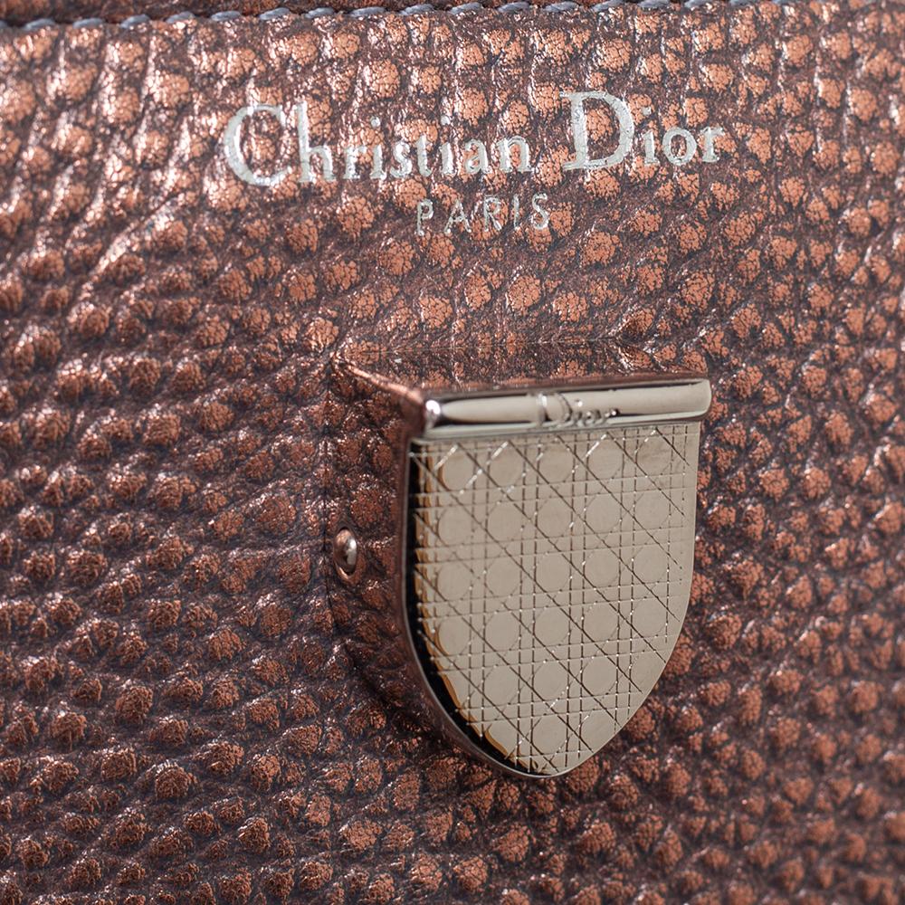 Dior Metallic Copper/Grey Pebbled Leather Mini Diorever Tote 3