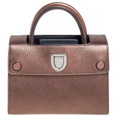 Dior Metallic Copper/Grey Pebbled Leather Mini Diorever Tote
