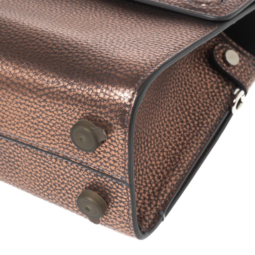 Dior Metallic Copper Pebbled Leather Mini Diorever Top Handle Bag 4