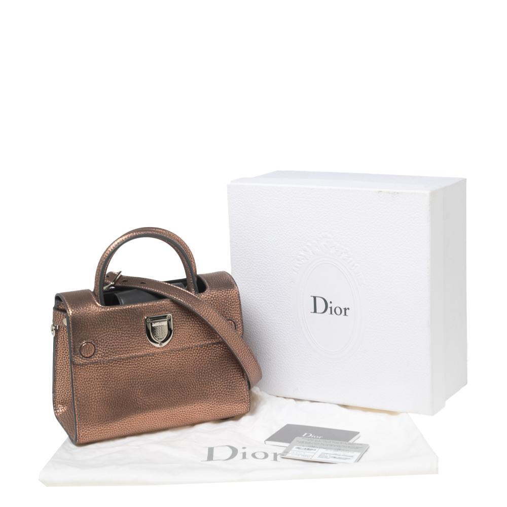 Dior Metallic Copper Pebbled Leather Mini Diorever Top Handle Bag 5