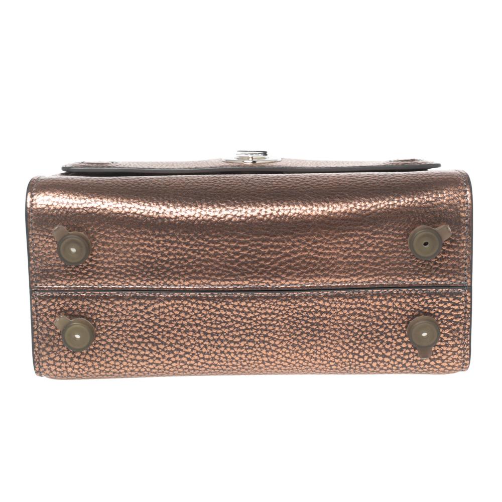 Dior Metallic Copper Pebbled Leather Mini Diorever Top Handle Bag In Excellent Condition In Dubai, Al Qouz 2