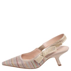 Dior Metallic Cotton Thread J'adior Pointed Toe Slingback Sandals Size 36