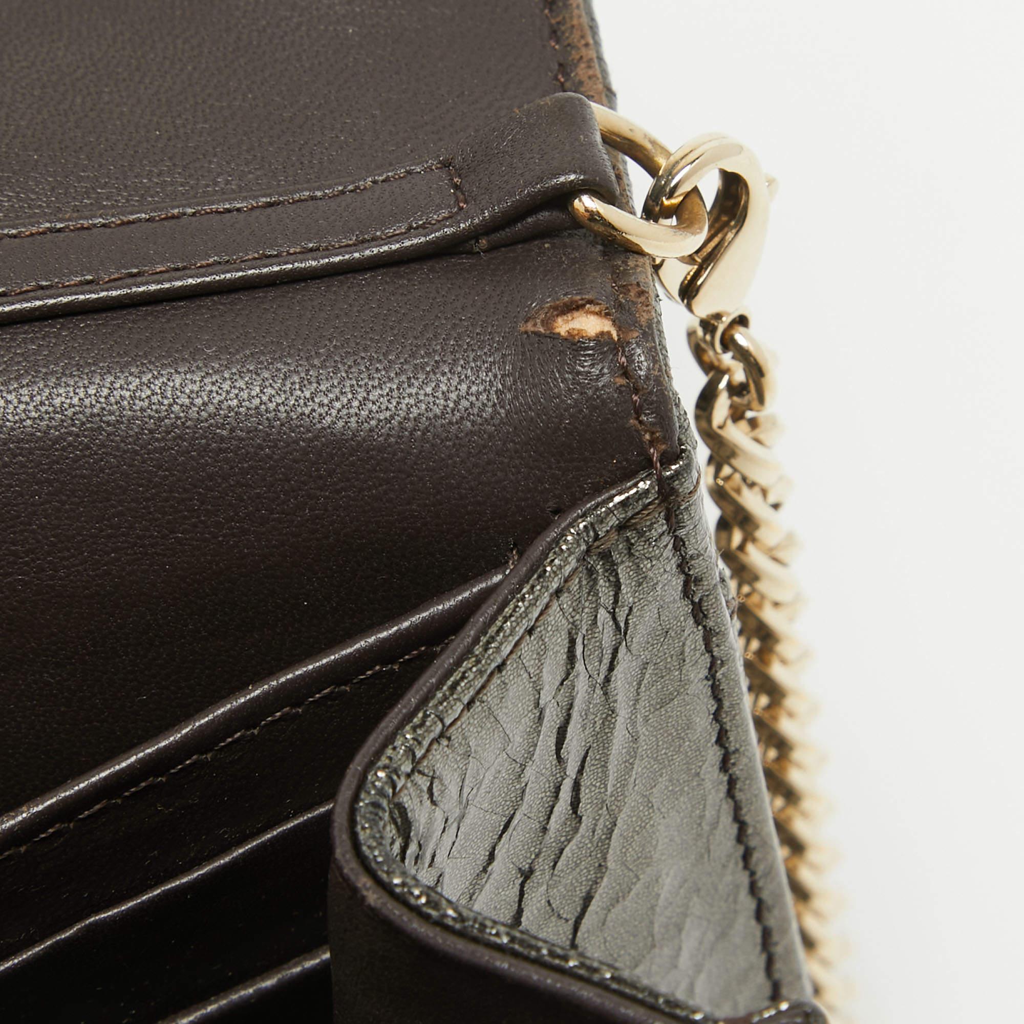Dior Metallic Crackled Leather Miss Dior Promenade Chain Clutch For Sale 4
