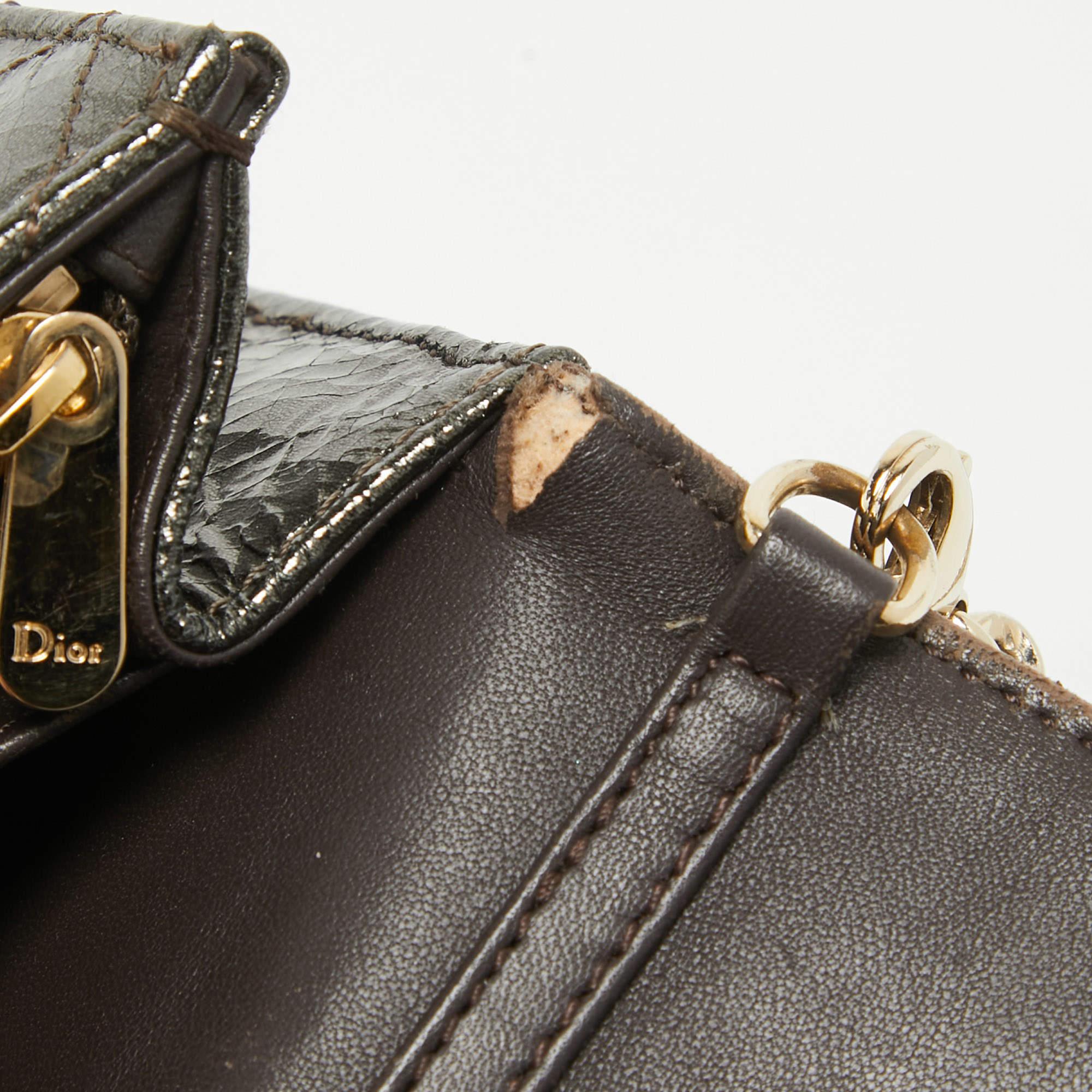 Dior Metallic Crackled Leather Miss Dior Promenade Chain Clutch 5