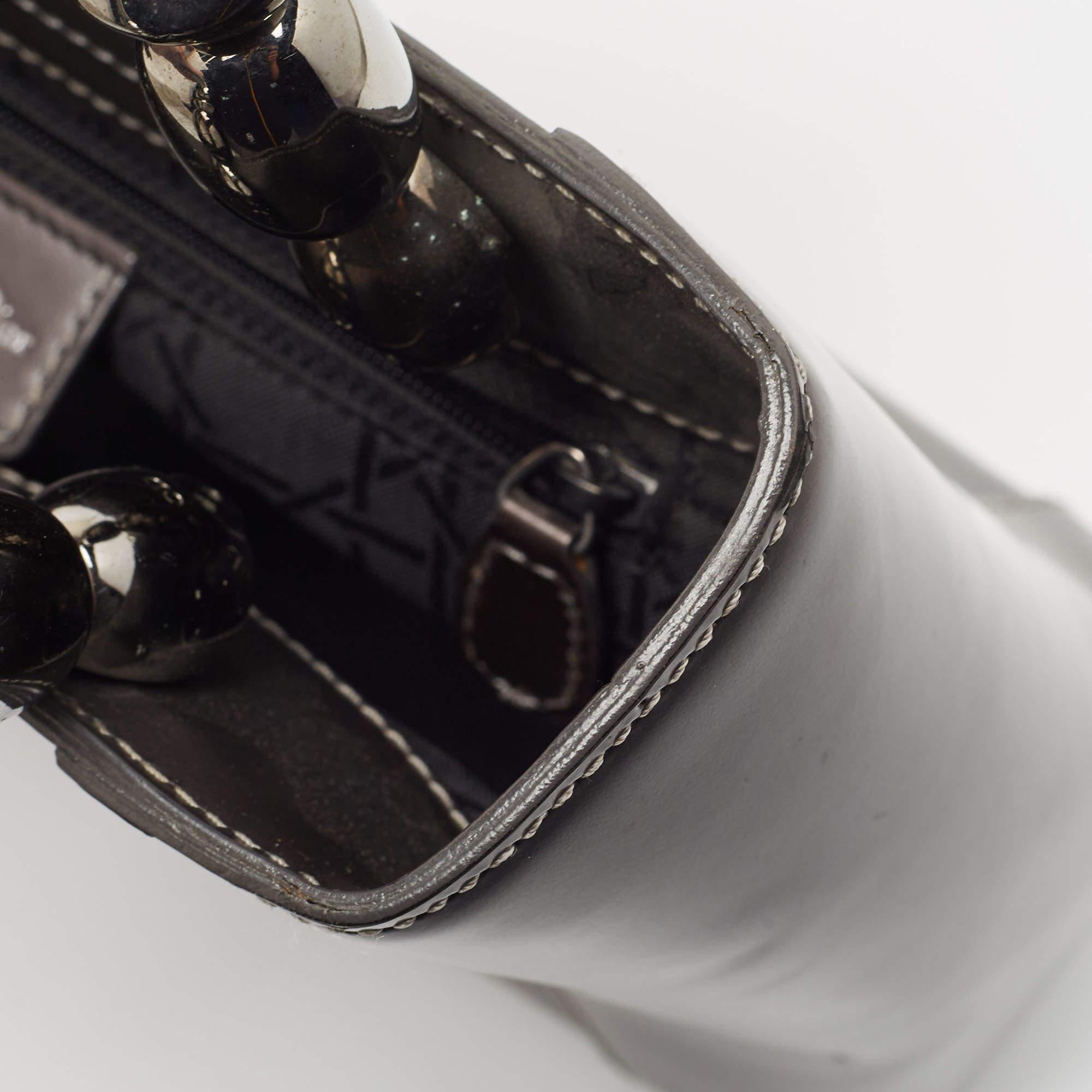 Dior Metallic Dark Grey Leather Malice Tote For Sale 7
